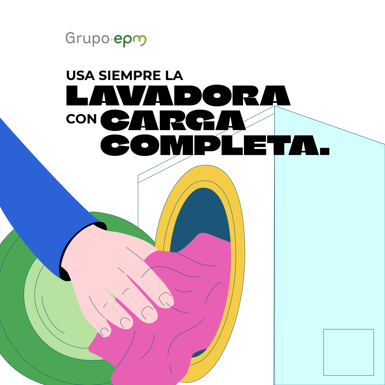 Usa siempre la lavadora con carga completa