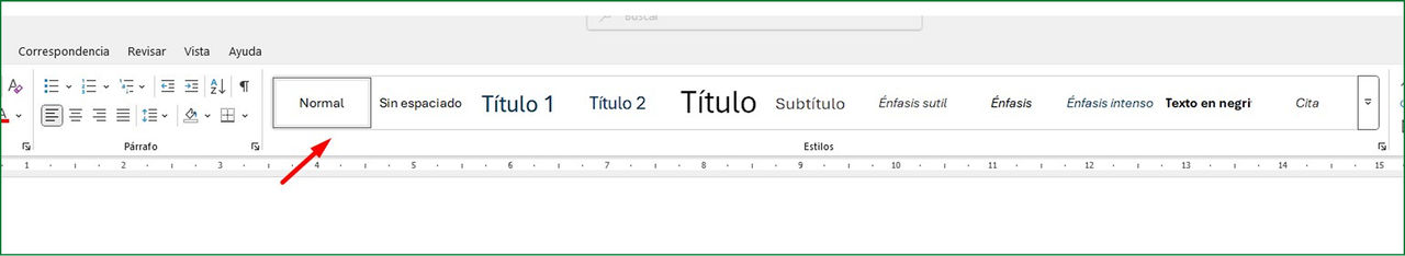 visualización de estilos del programa para títulos y subtítulos en Word