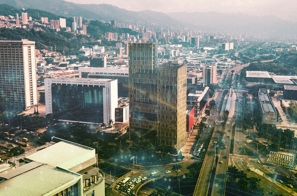 Vista aérea de la ciudad de medellín