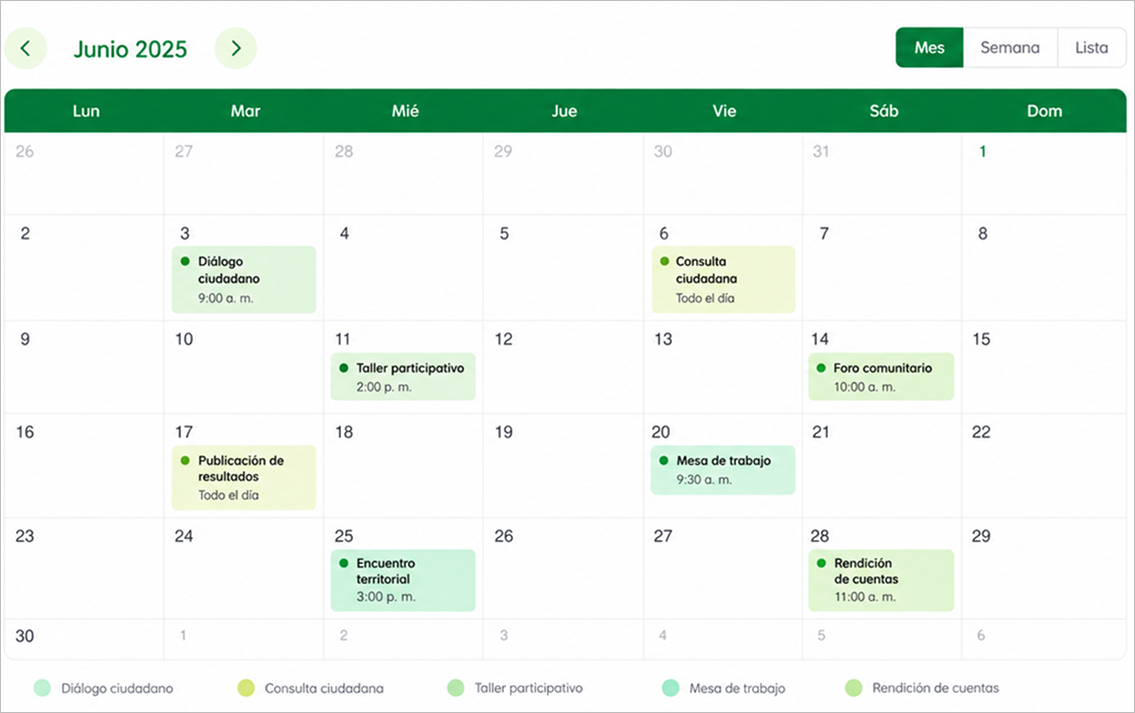 Calendario de participación ciudadana