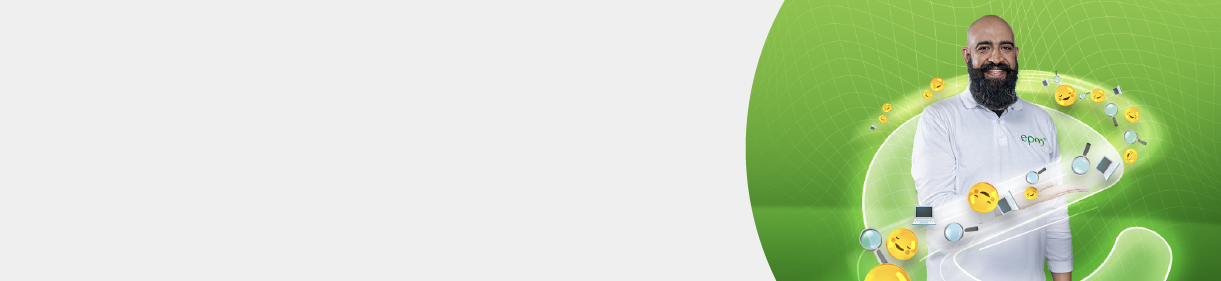 Acceso al último ejercicio de participación de EPM, acompañado de una imagen diseñada de un trabajador de EPM que está rodeada de íconos digitales sobre un fondo verde