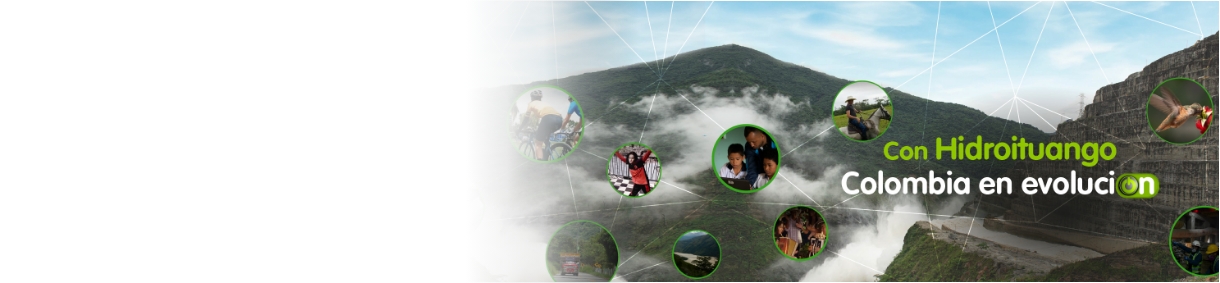 Vista aérea del proyecto Hidroituango de EPM con mensaje visual sobre el