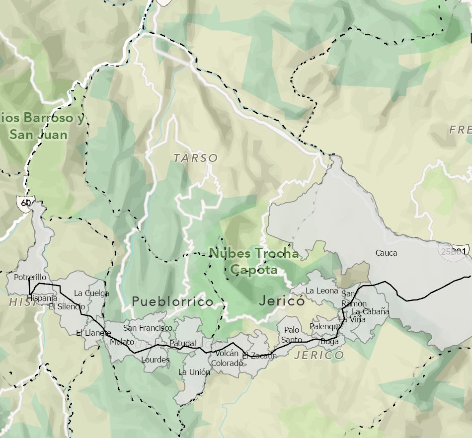 Mapa de línea de transmisión Carrieles-Hispania 110 kV