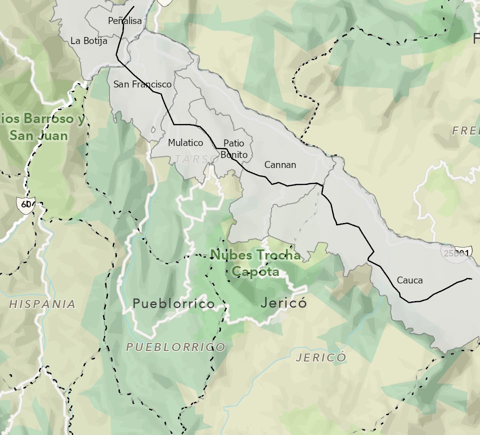 Mapa de línea de transmisión Carrieles-Hispania 110 kV