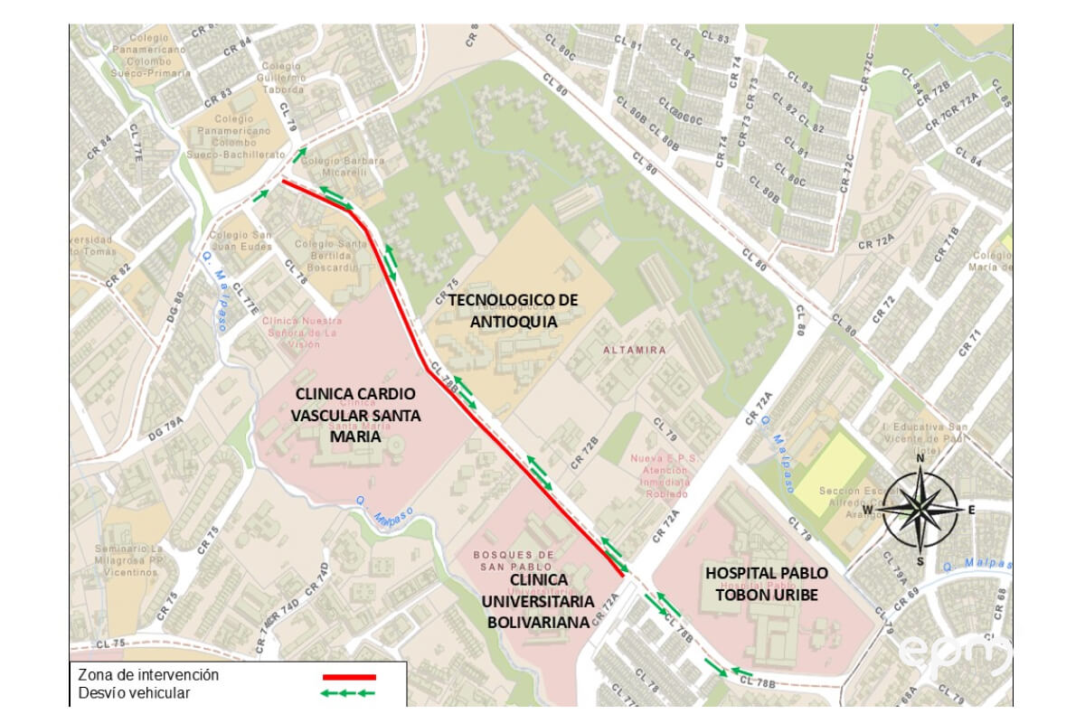 Mapa cierre vial Robledo