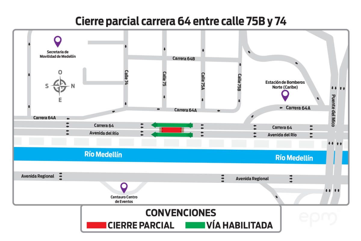 Cierre parcial carrera 64 entre calle 75B y 74