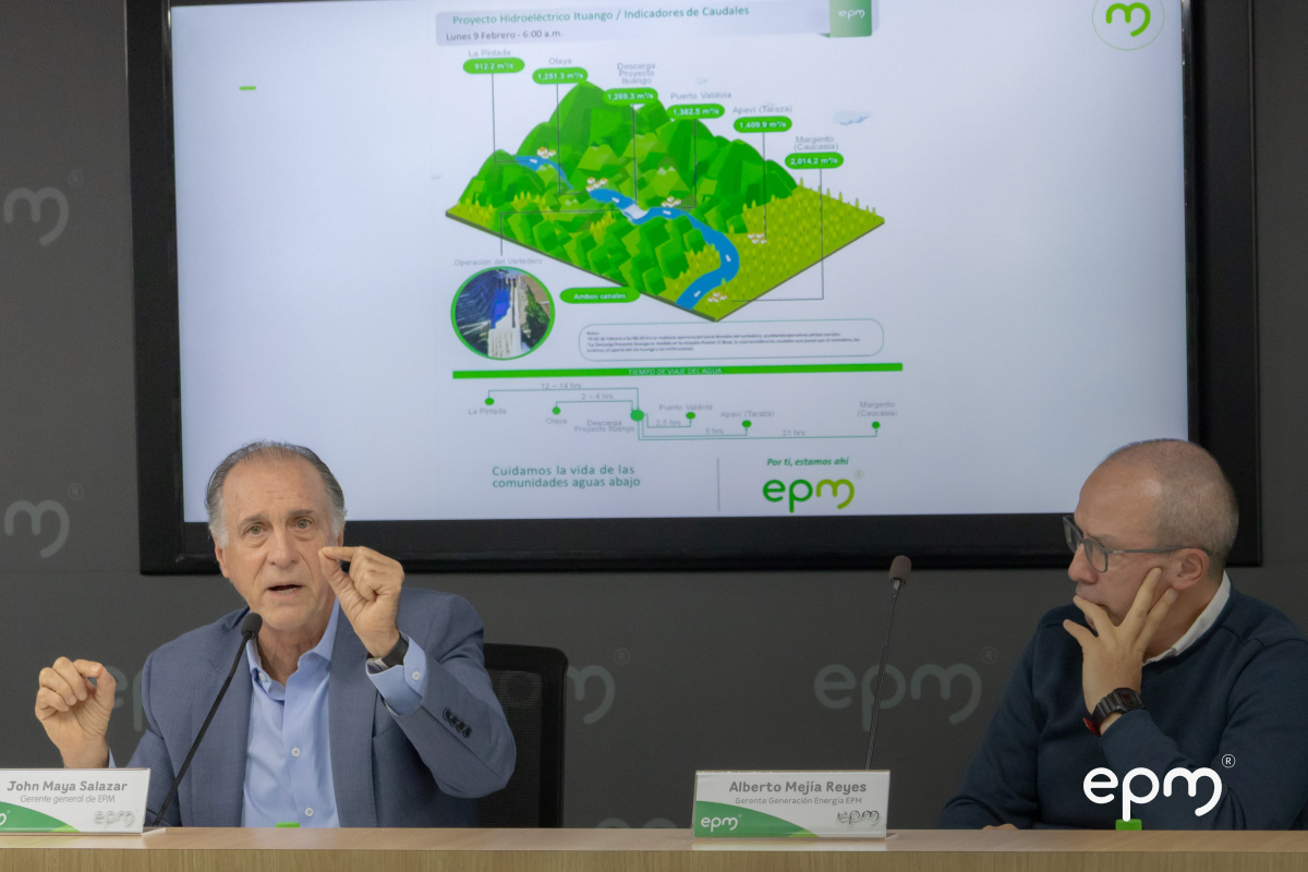 John Maya Salazar, Gerente general EPM y líder del Grupo EPM en rueda de prensa sobre la operación de la central Hidroituango
