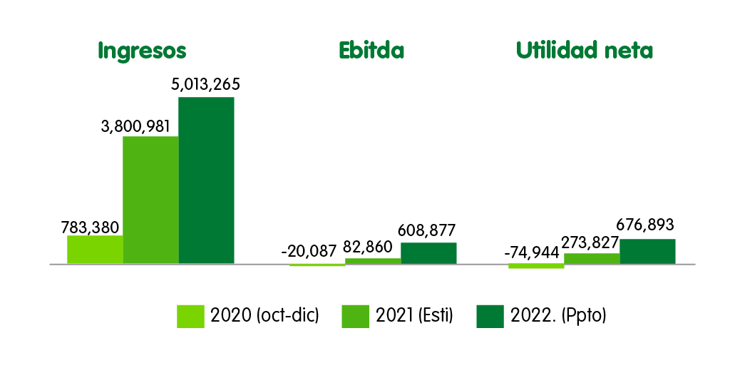 Ingresos, EBITDA y utilidad neta