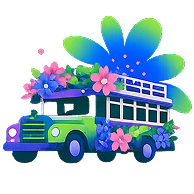 Ilustración de chiva tradicional colombiana decorada con flores