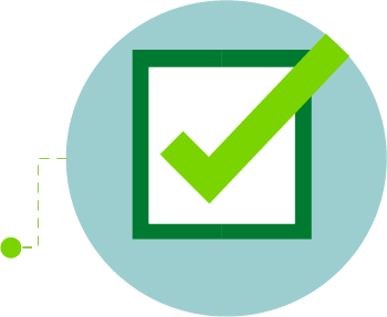 Ilustración de una casilla de verificación marcada con un gran check verde