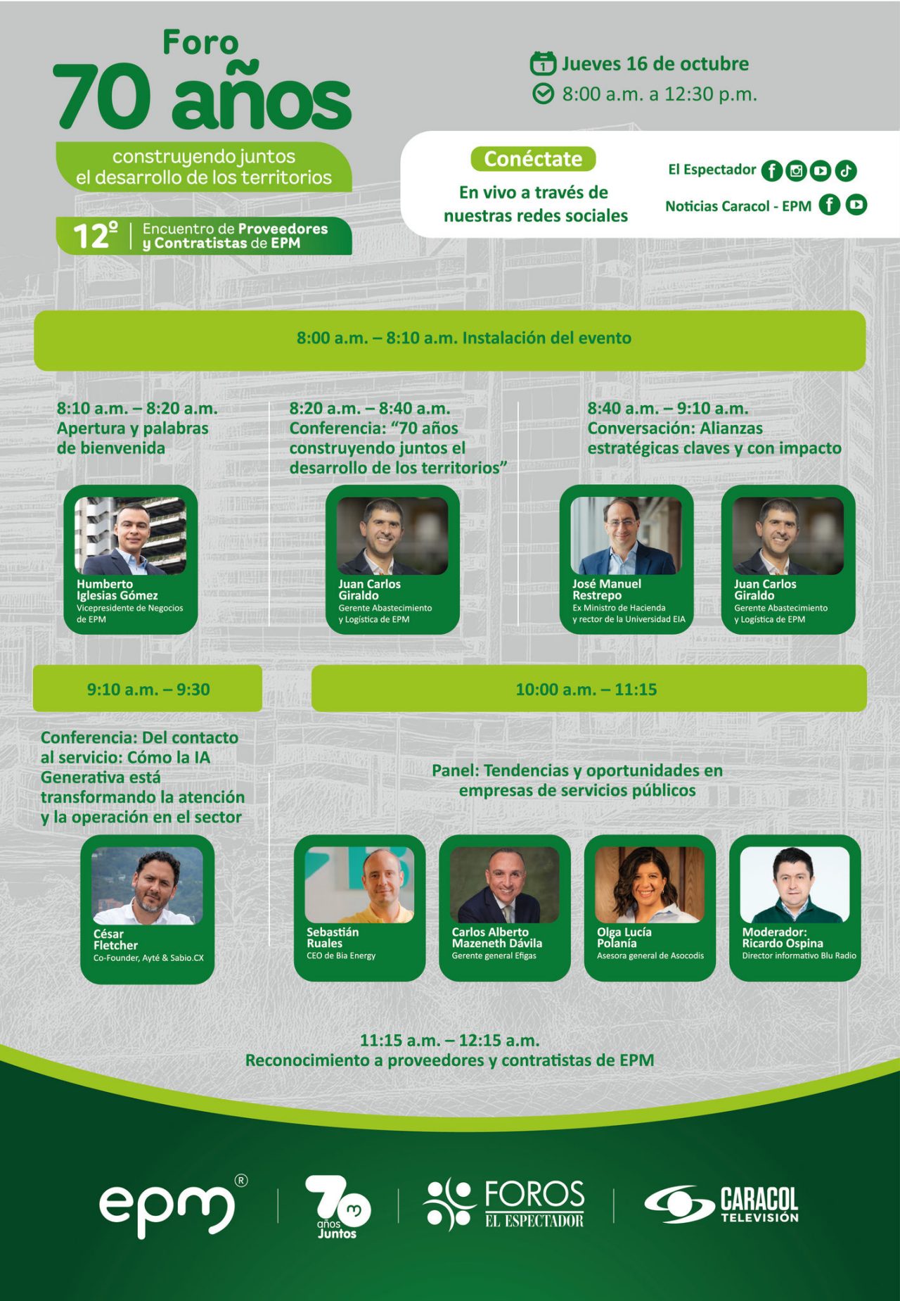 Agenda del duodécimo encuentro de proveedores y contratistas de EPM